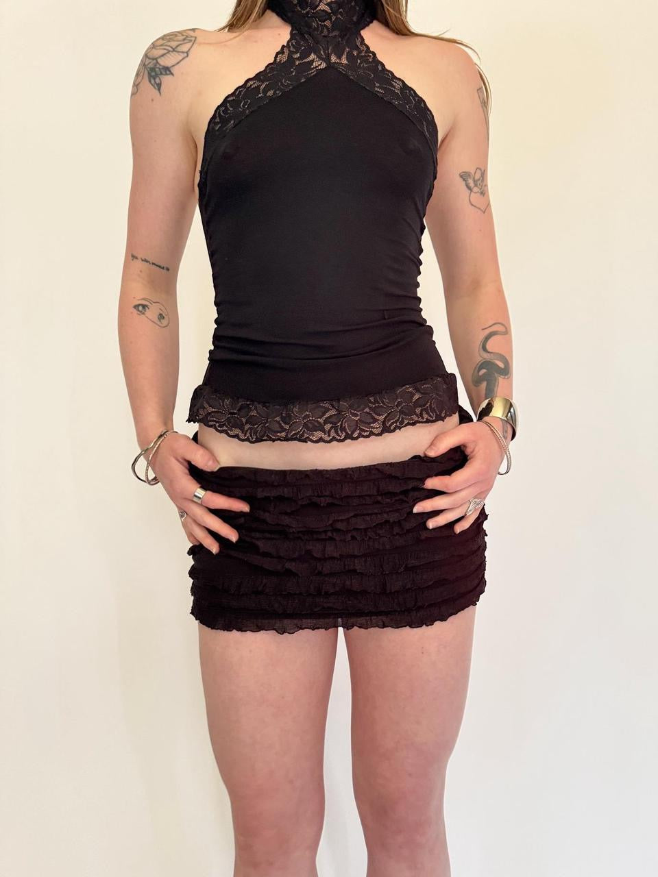 vintage ruffled mini skirt