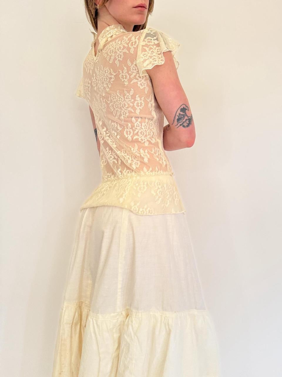 vintage lace sheer blouse