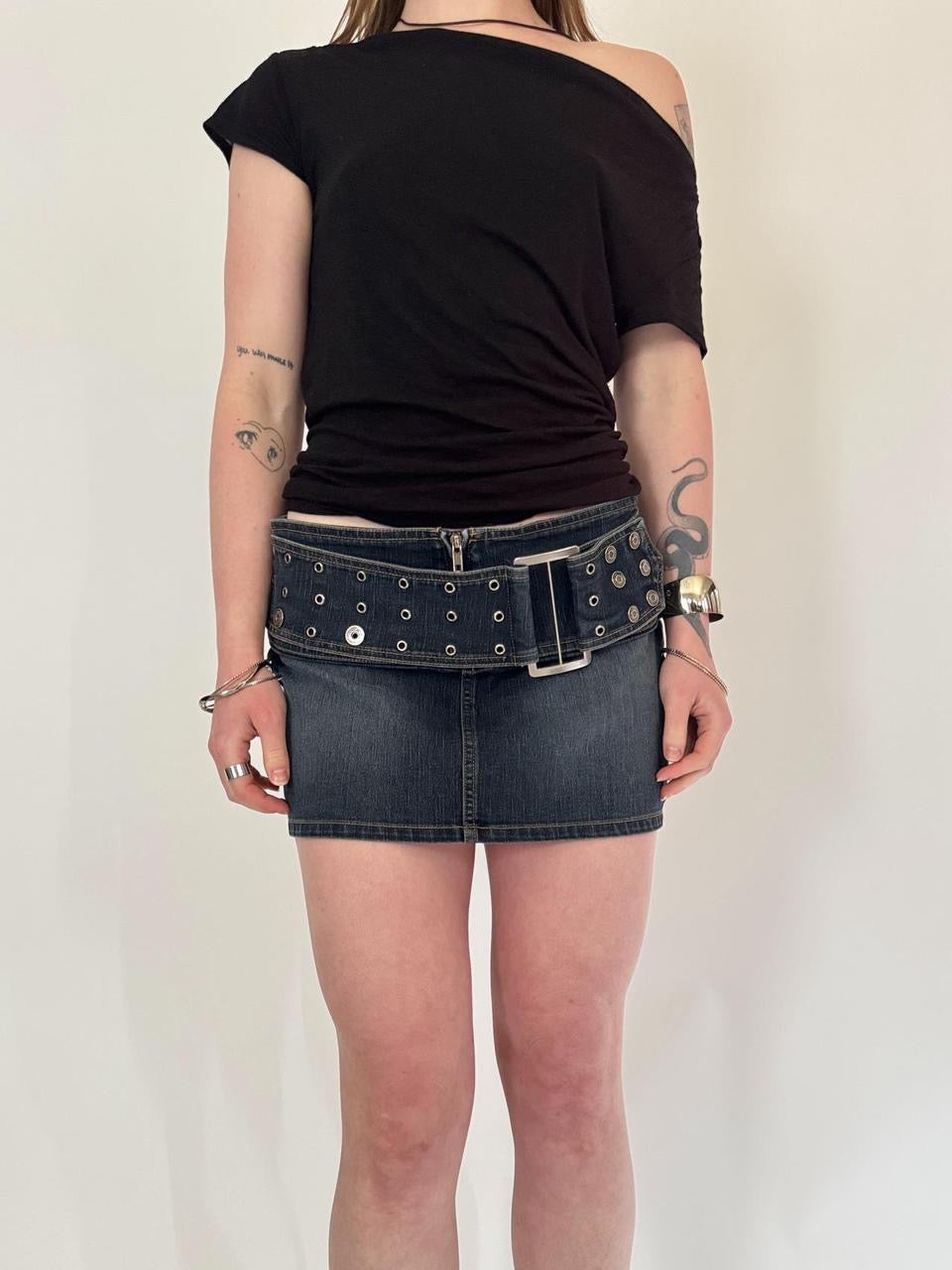 vintage denim micro mini skirt