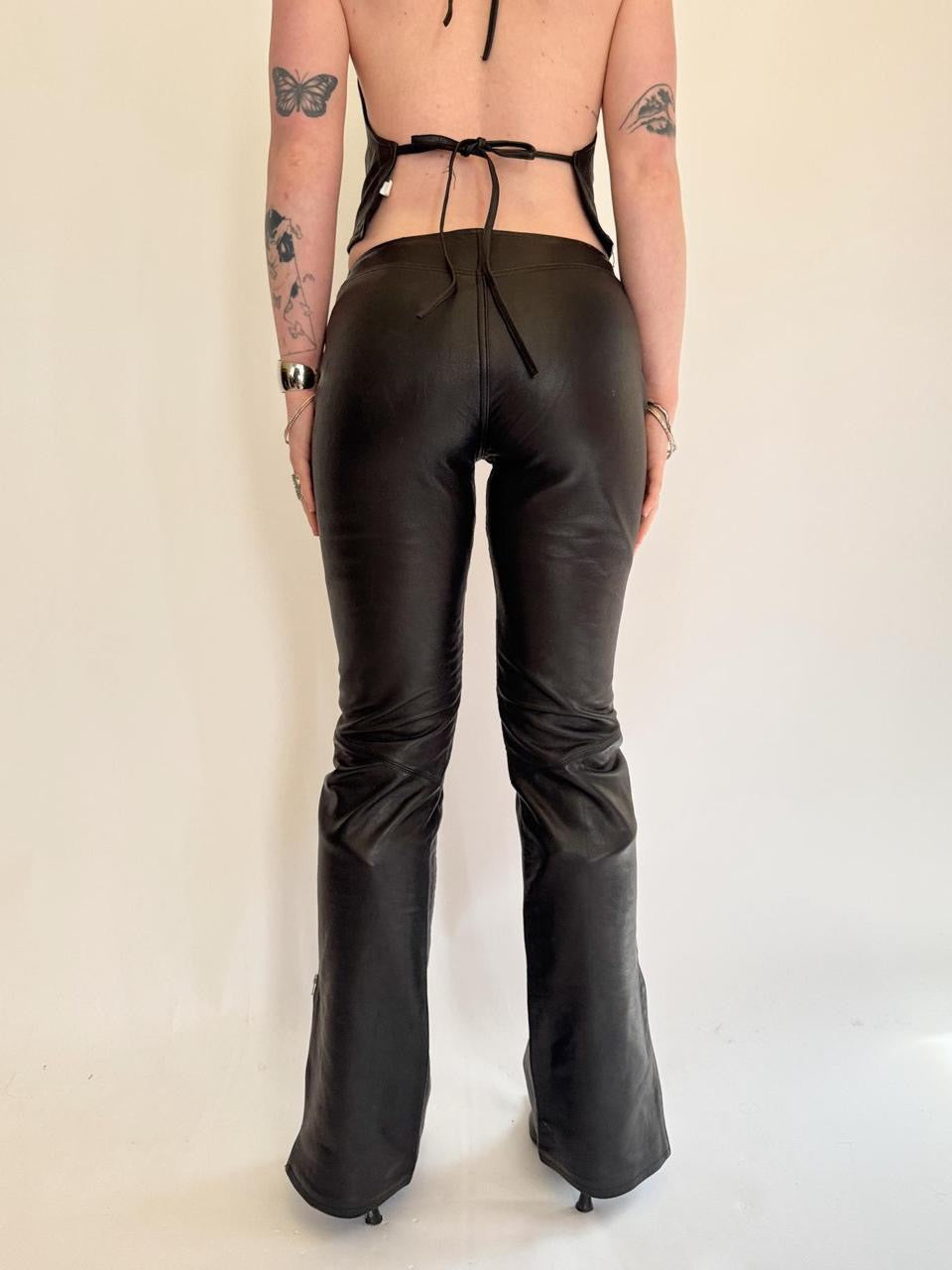 vintage low rise leather pants