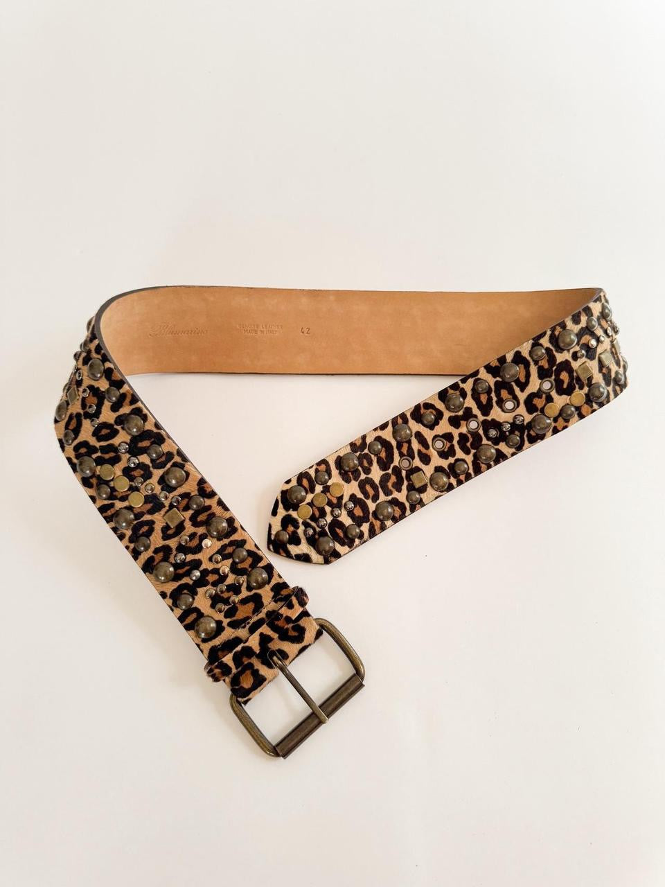 vintage cheetah calf hair belt