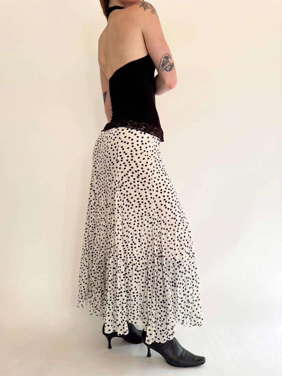 vintage polka dot mesh maxi skirt