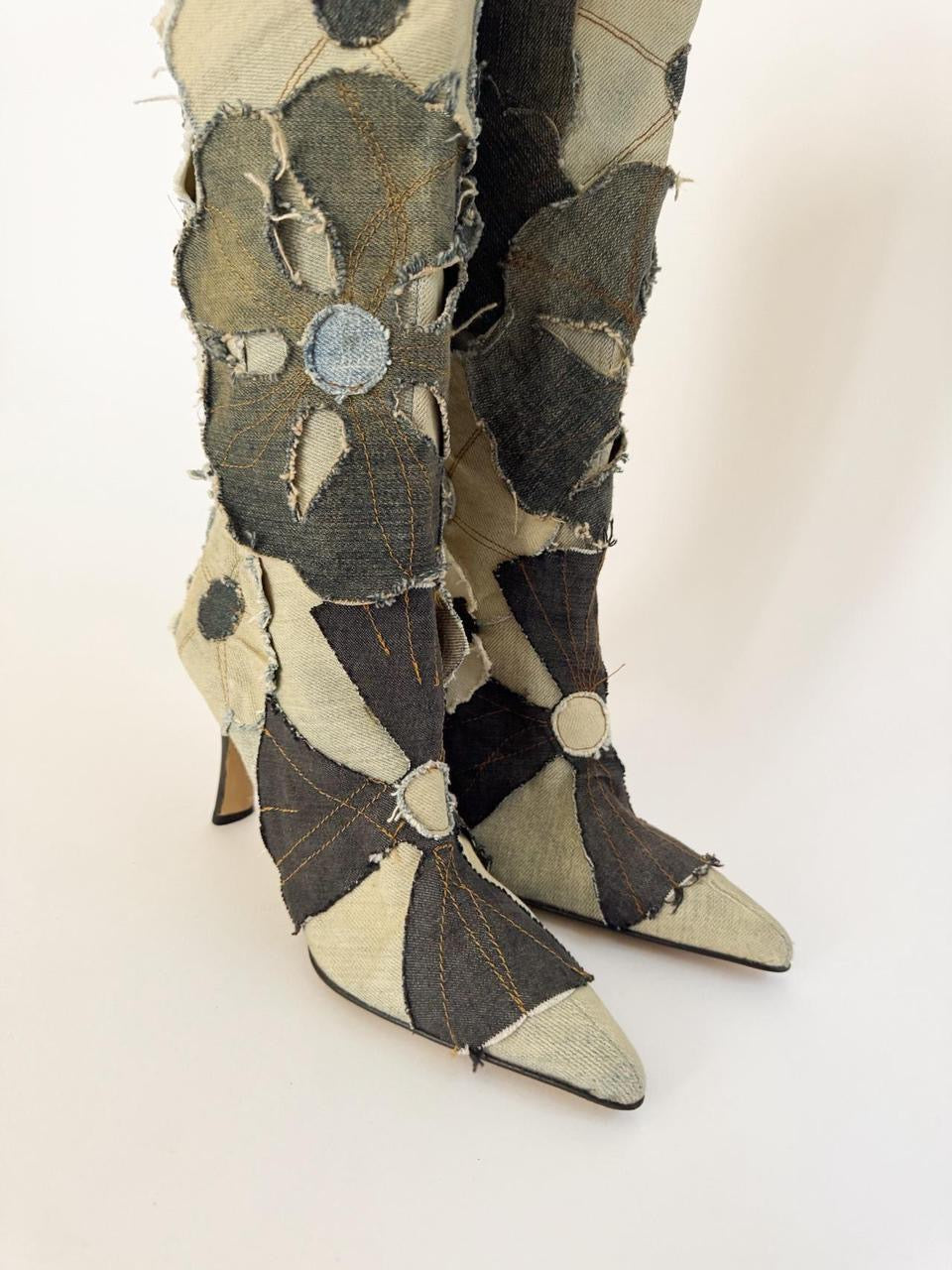 vintage miss sixty patchwork boots