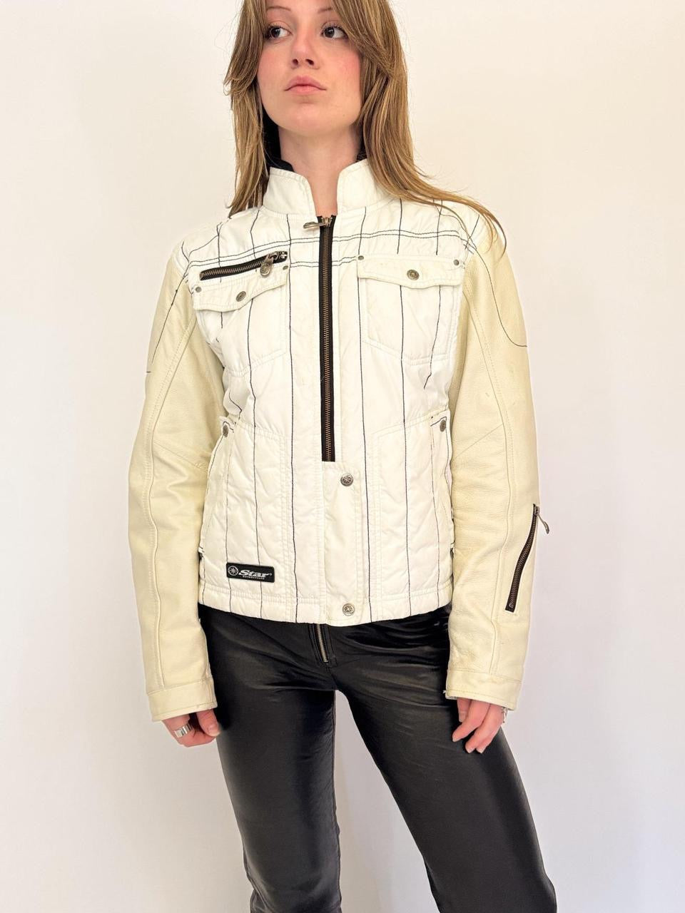vintage leather moto jacket