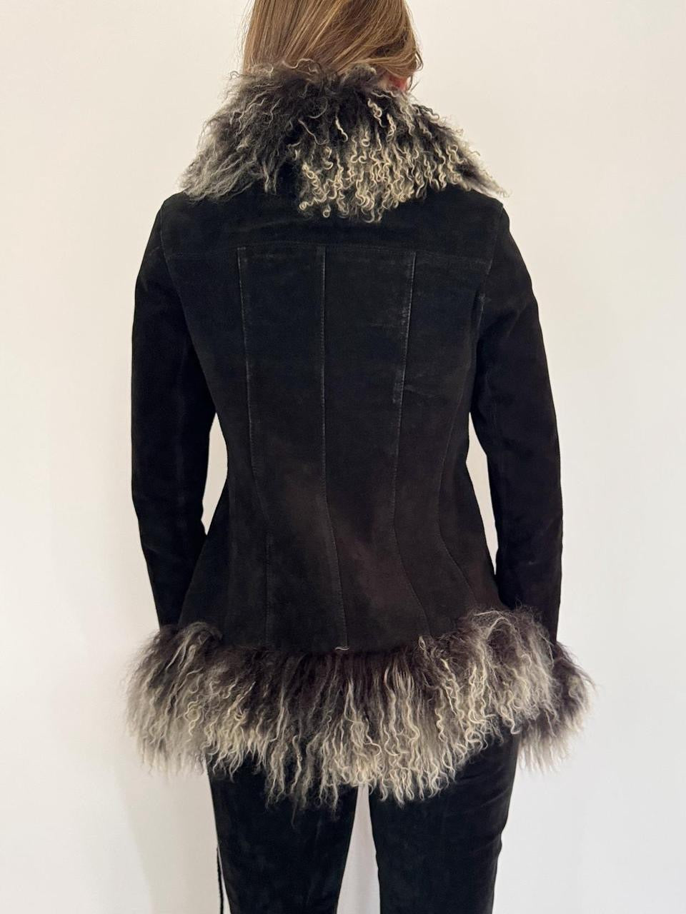 vintage fur trim leather coat