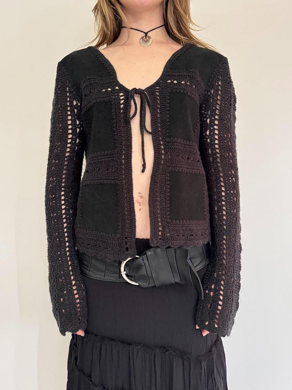 vintage patchwork crochet cardigan