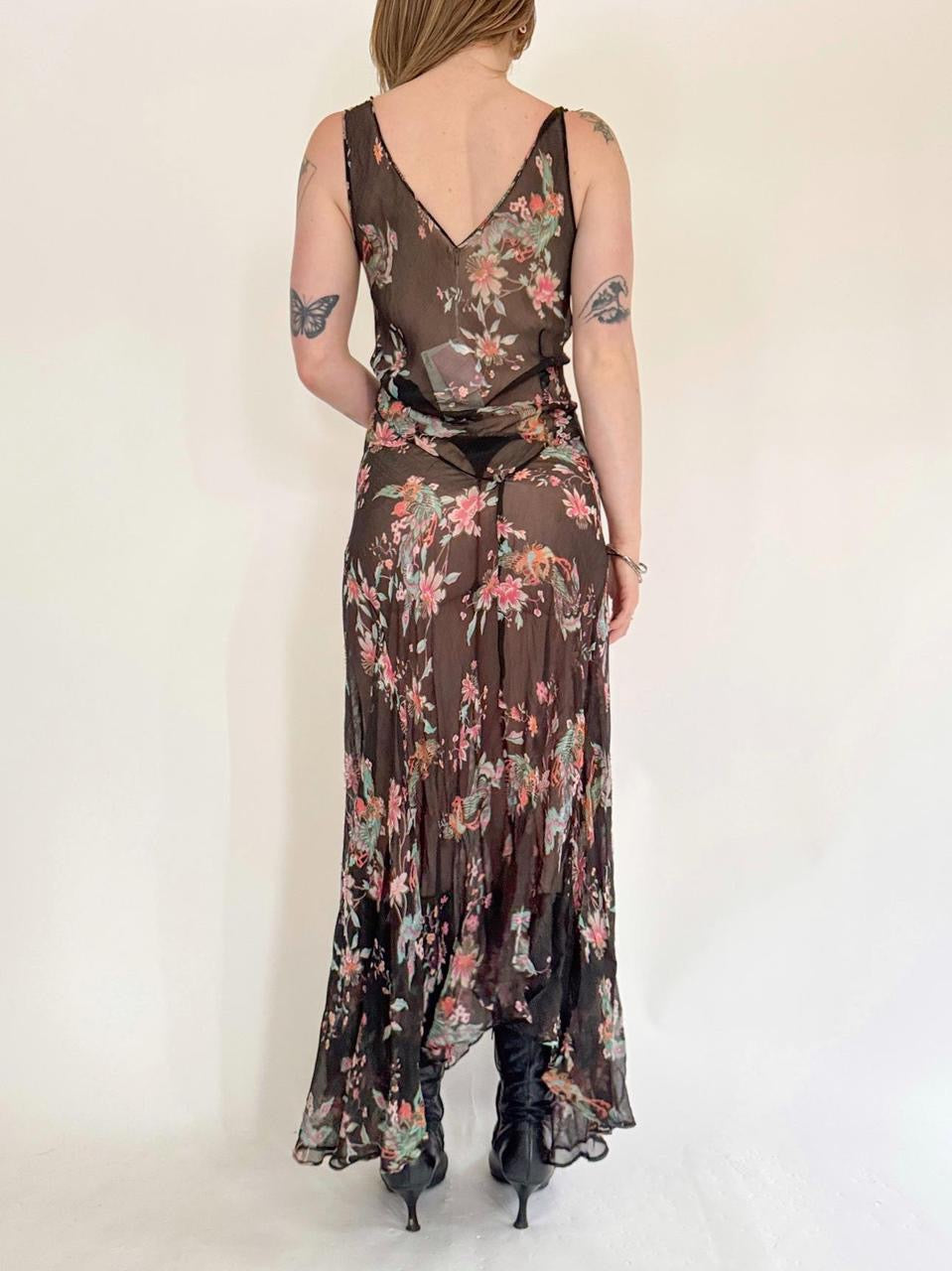 vintage silk beaded maxi dress