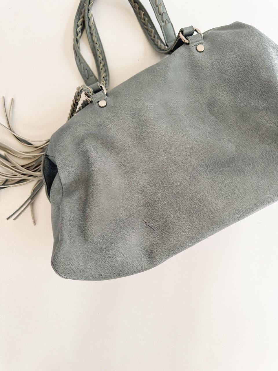 vintage leather slouchy tote bag