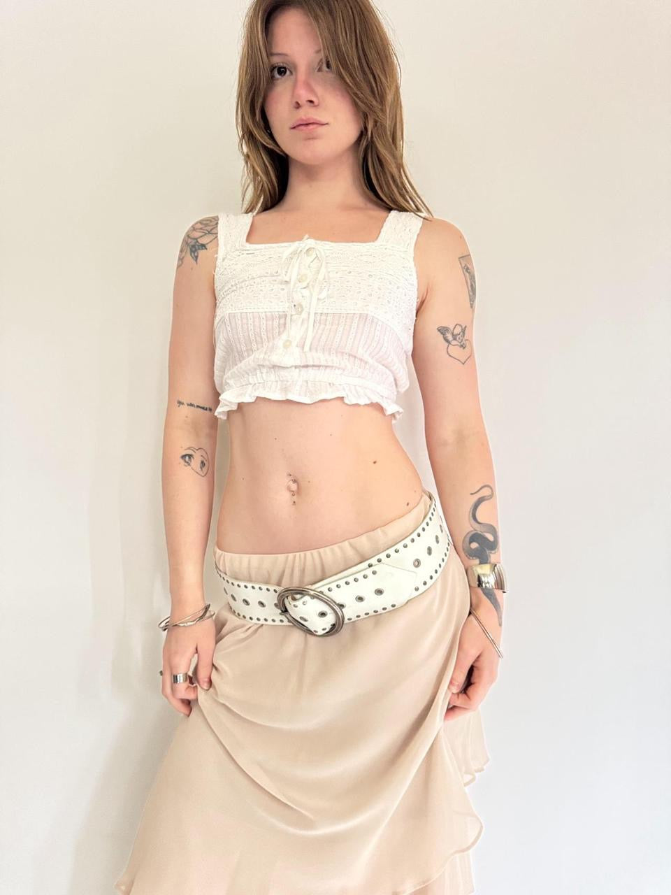 vintage pointelle coquette tank