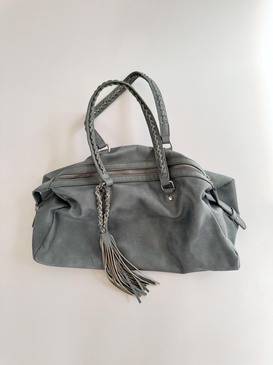 vintage leather slouchy tote bag