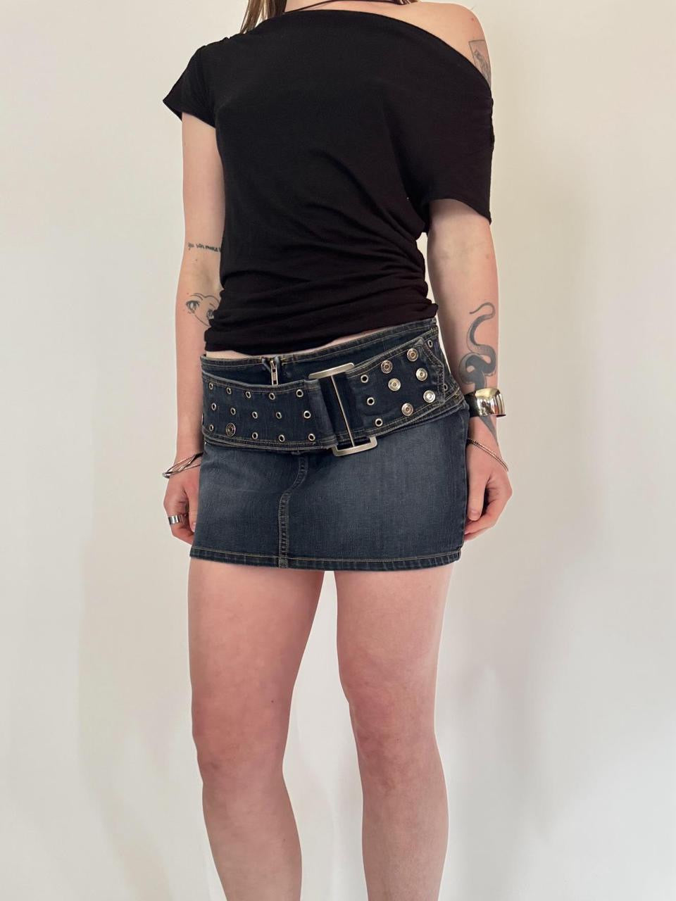 vintage denim micro mini skirt