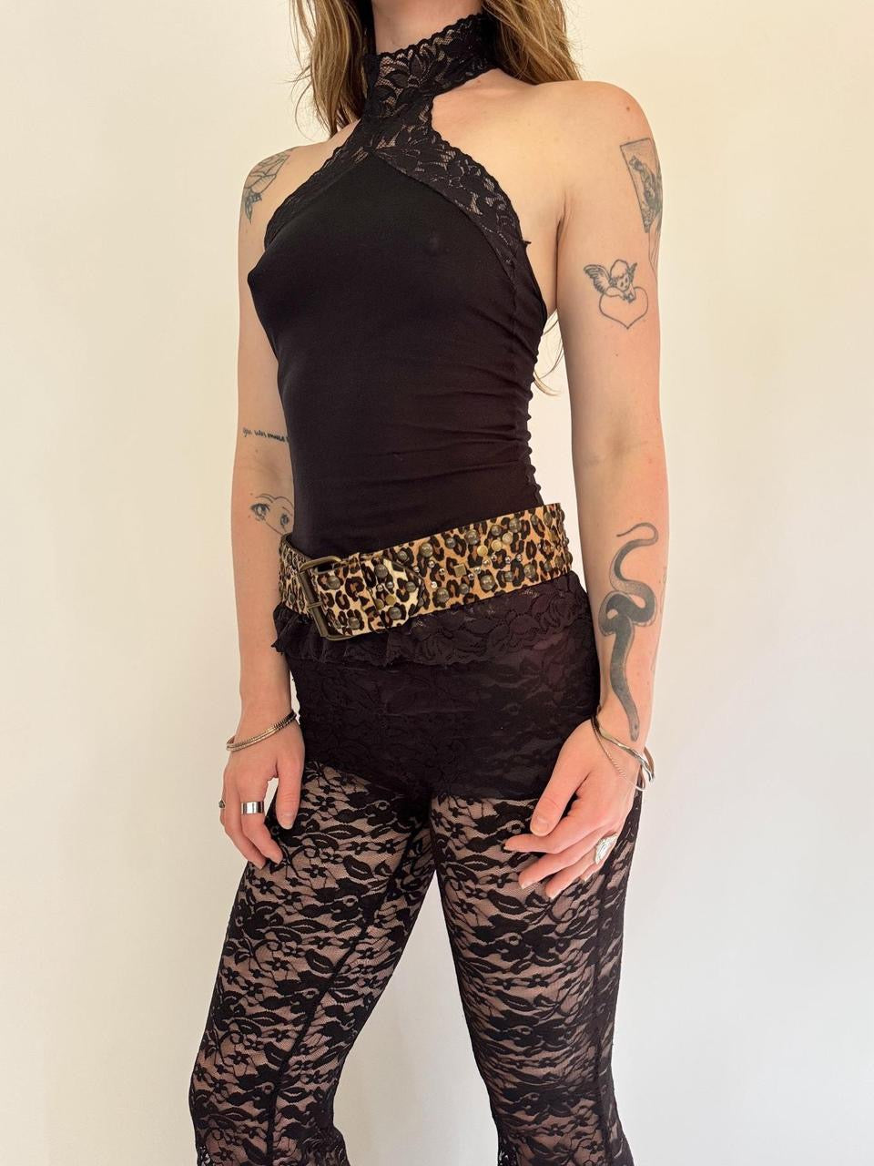 vintage cheetah calf hair belt