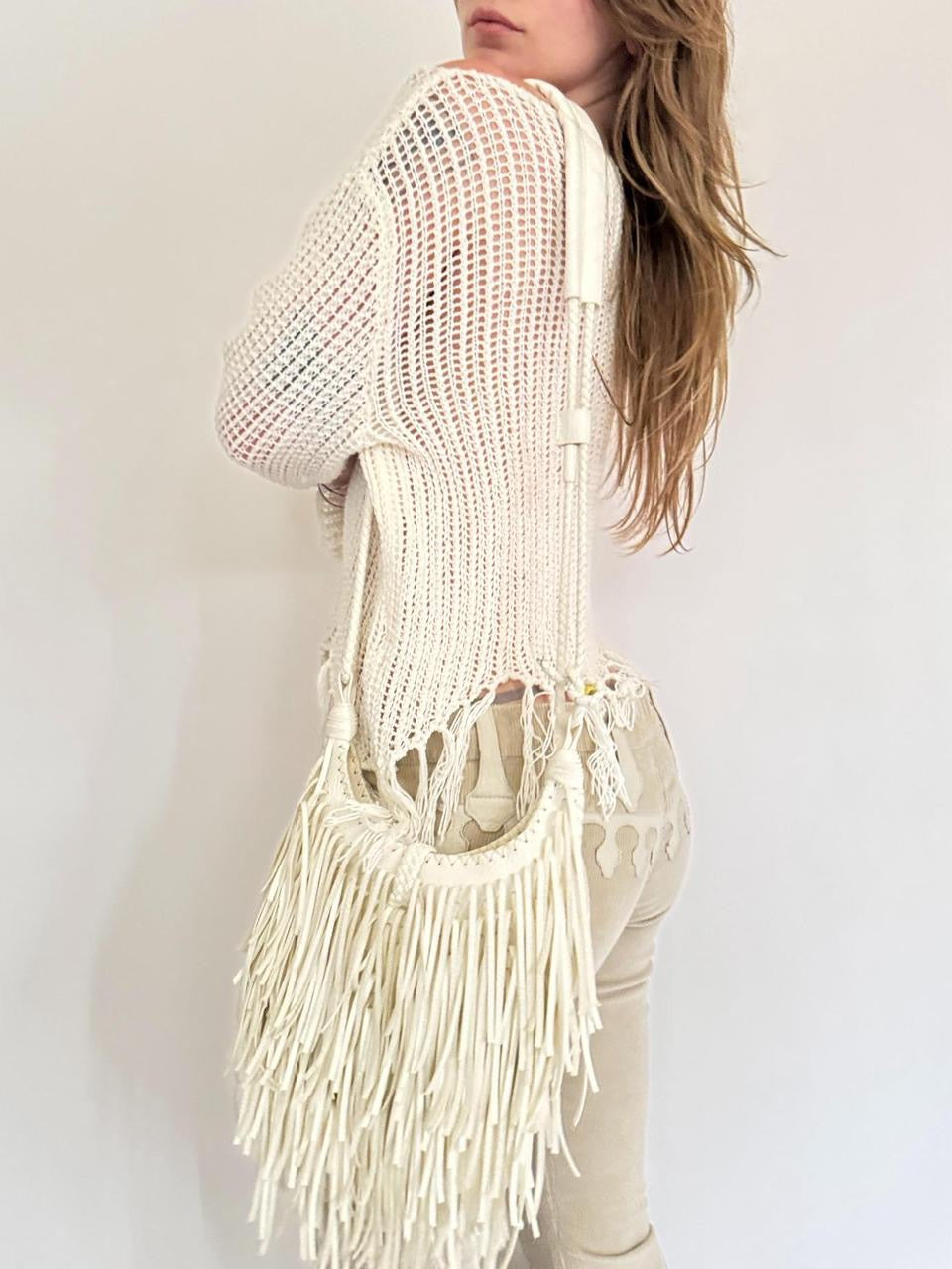 vintage white crochet sweater