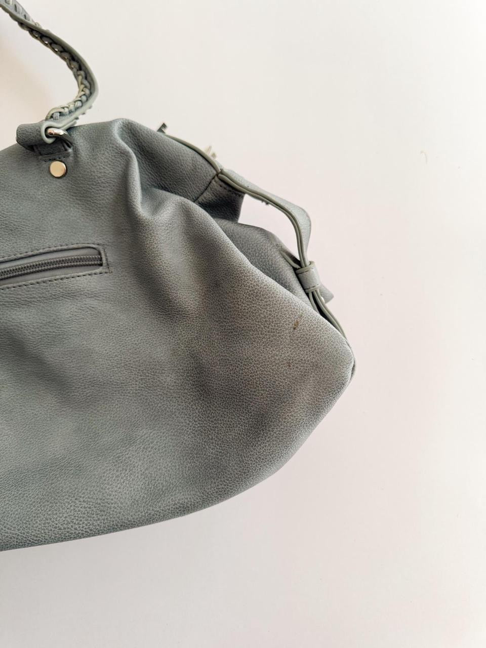 vintage leather slouchy tote bag