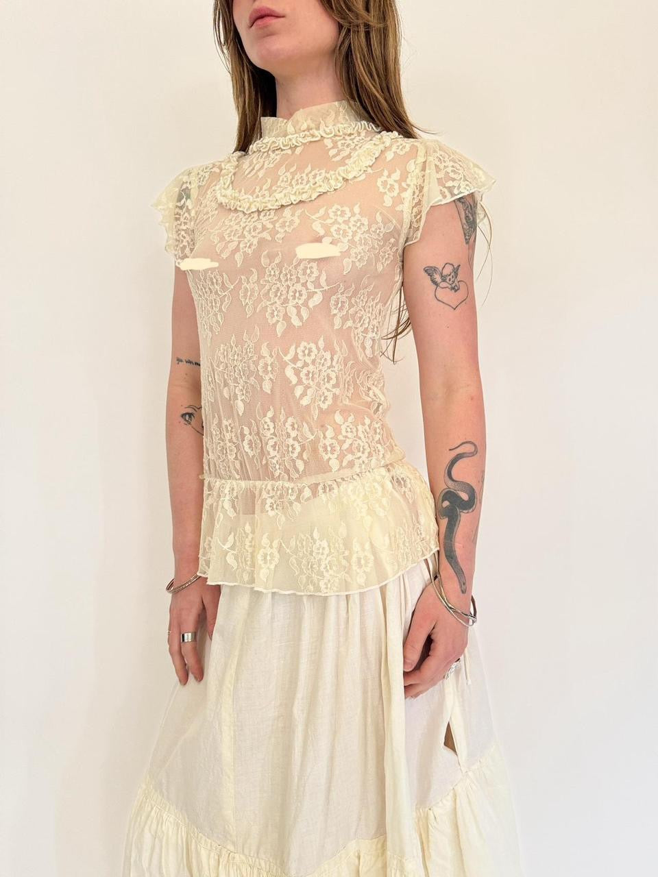 vintage lace sheer blouse