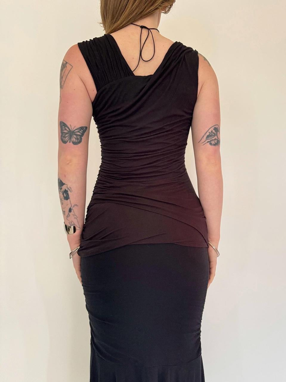 vintage asymmetrical ruched tank top