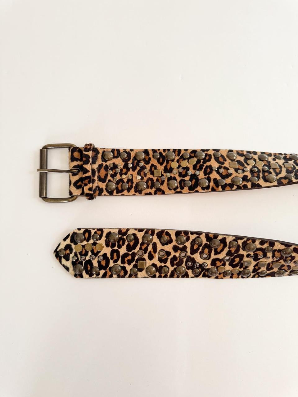 vintage cheetah calf hair belt
