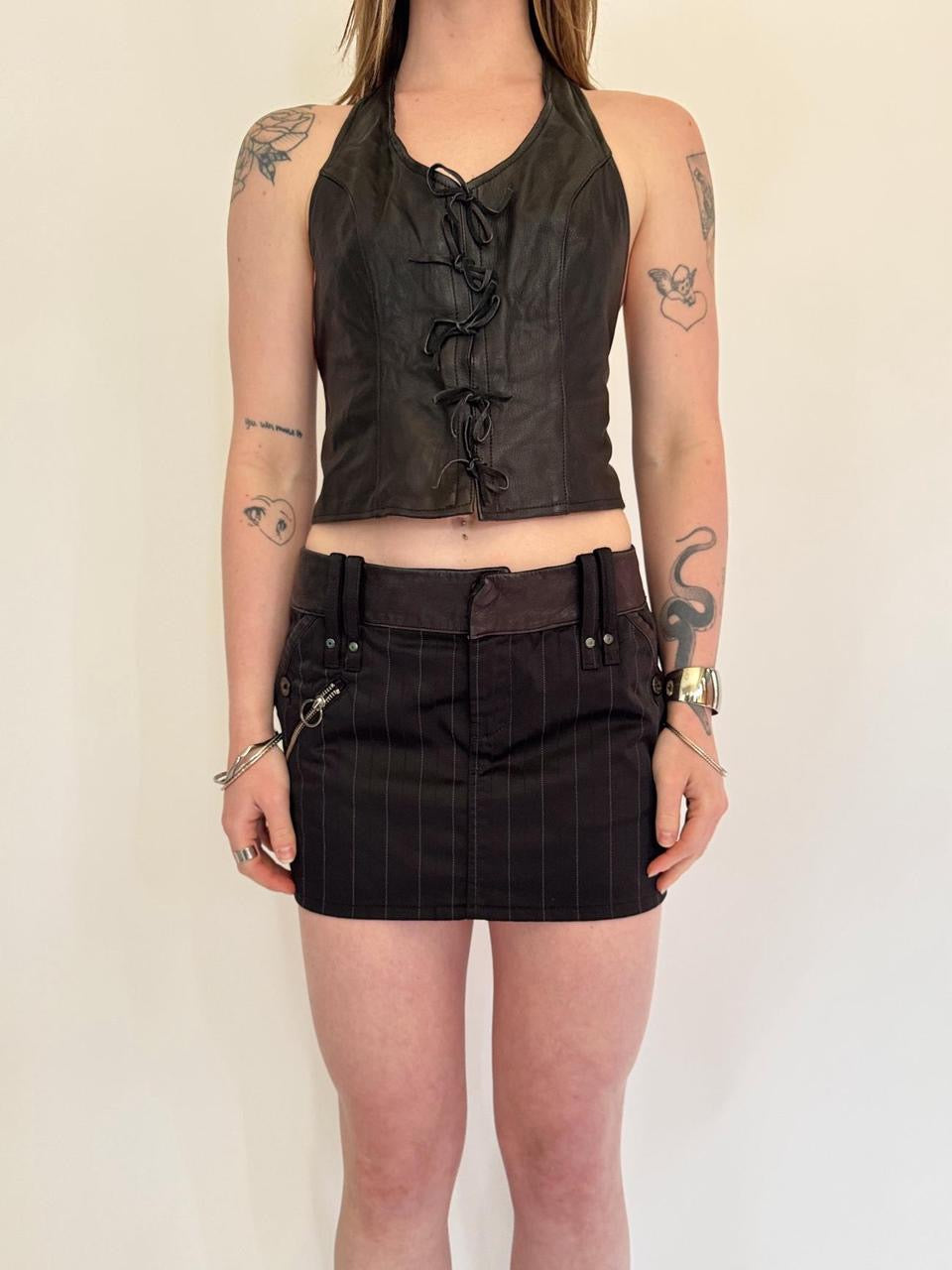 vintage diesel leather micro mini skirt