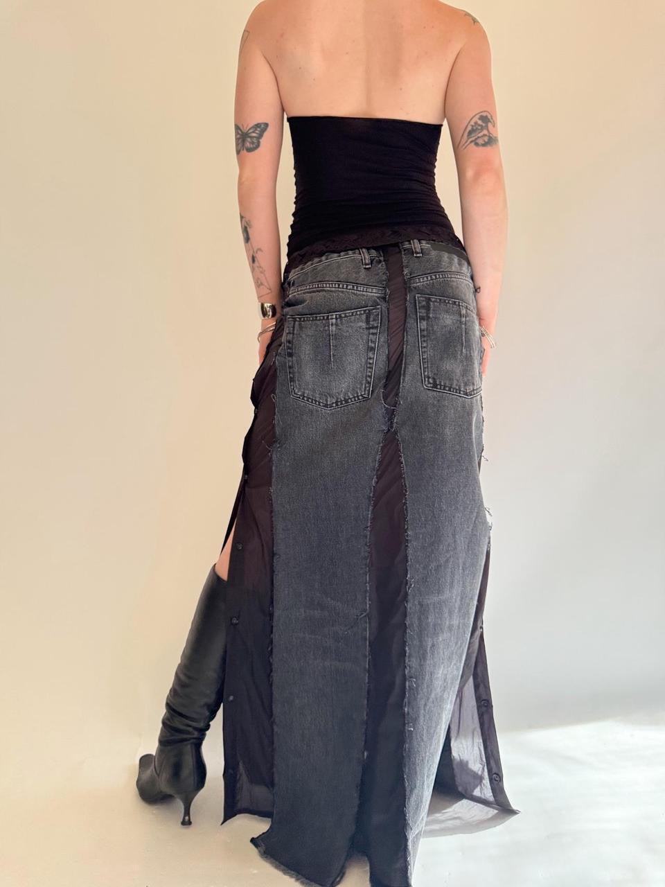 vintage denim maxi skirt