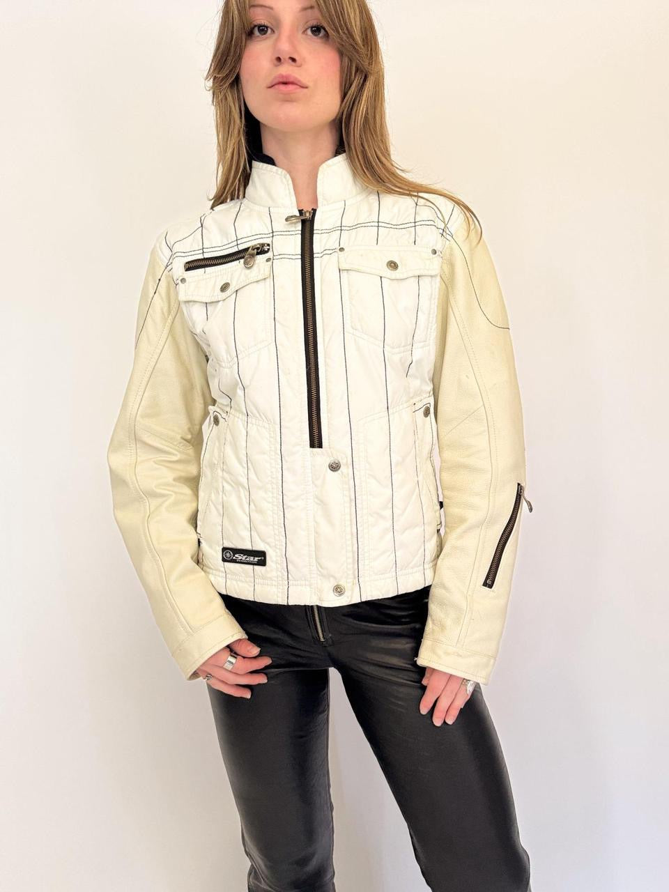 vintage leather moto jacket