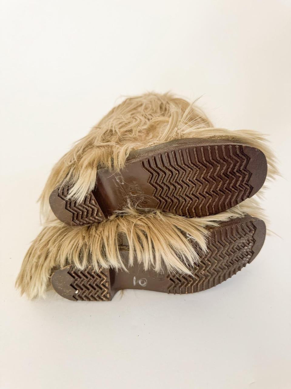 vintage shaggy goat fur boots