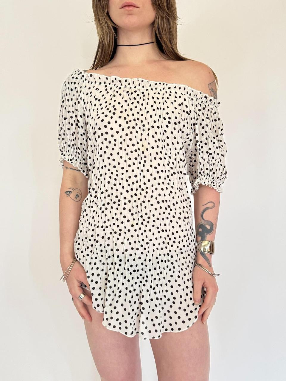 vintage polka dot slouchy top