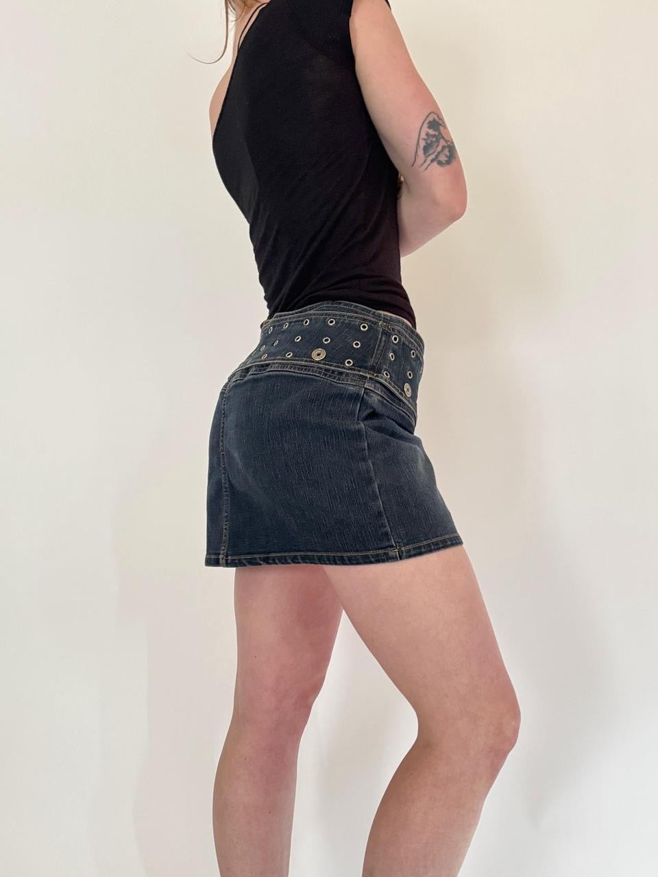 vintage denim micro mini skirt