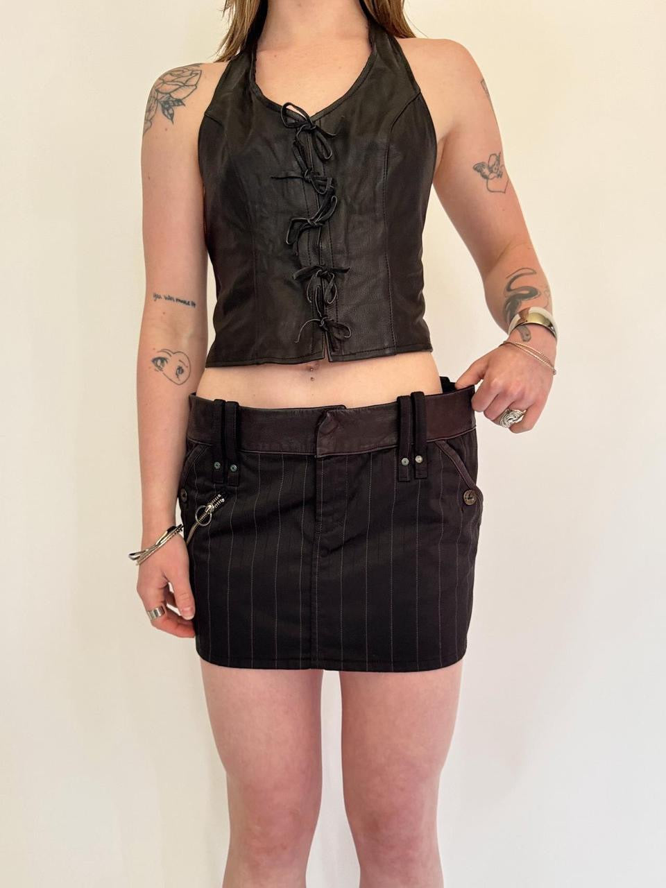 vintage diesel leather micro mini skirt
