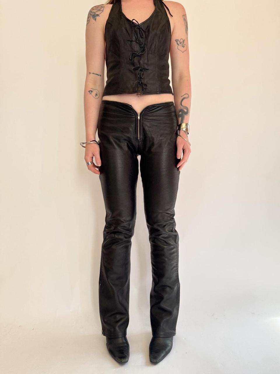 vintage low rise leather pants