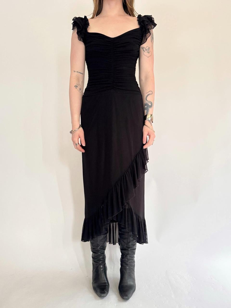vintage 90s ruffled maxi dress