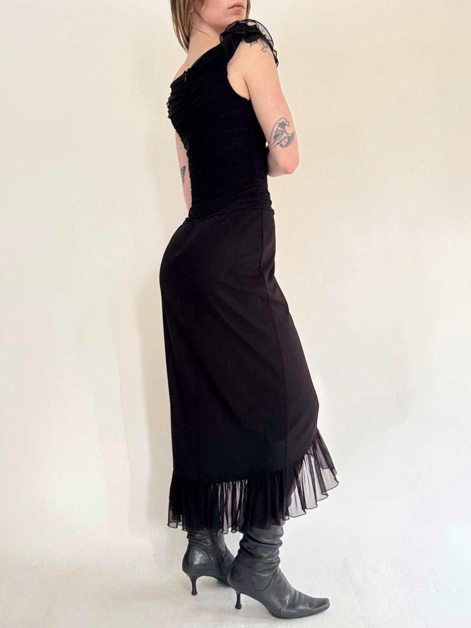 vintage 90s ruffled maxi dress