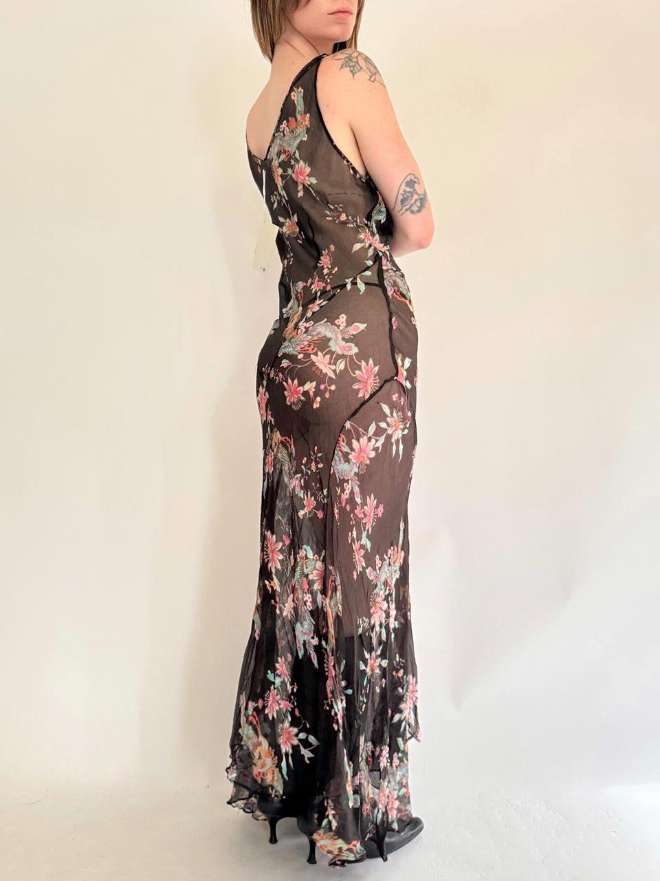 vintage silk beaded maxi dress