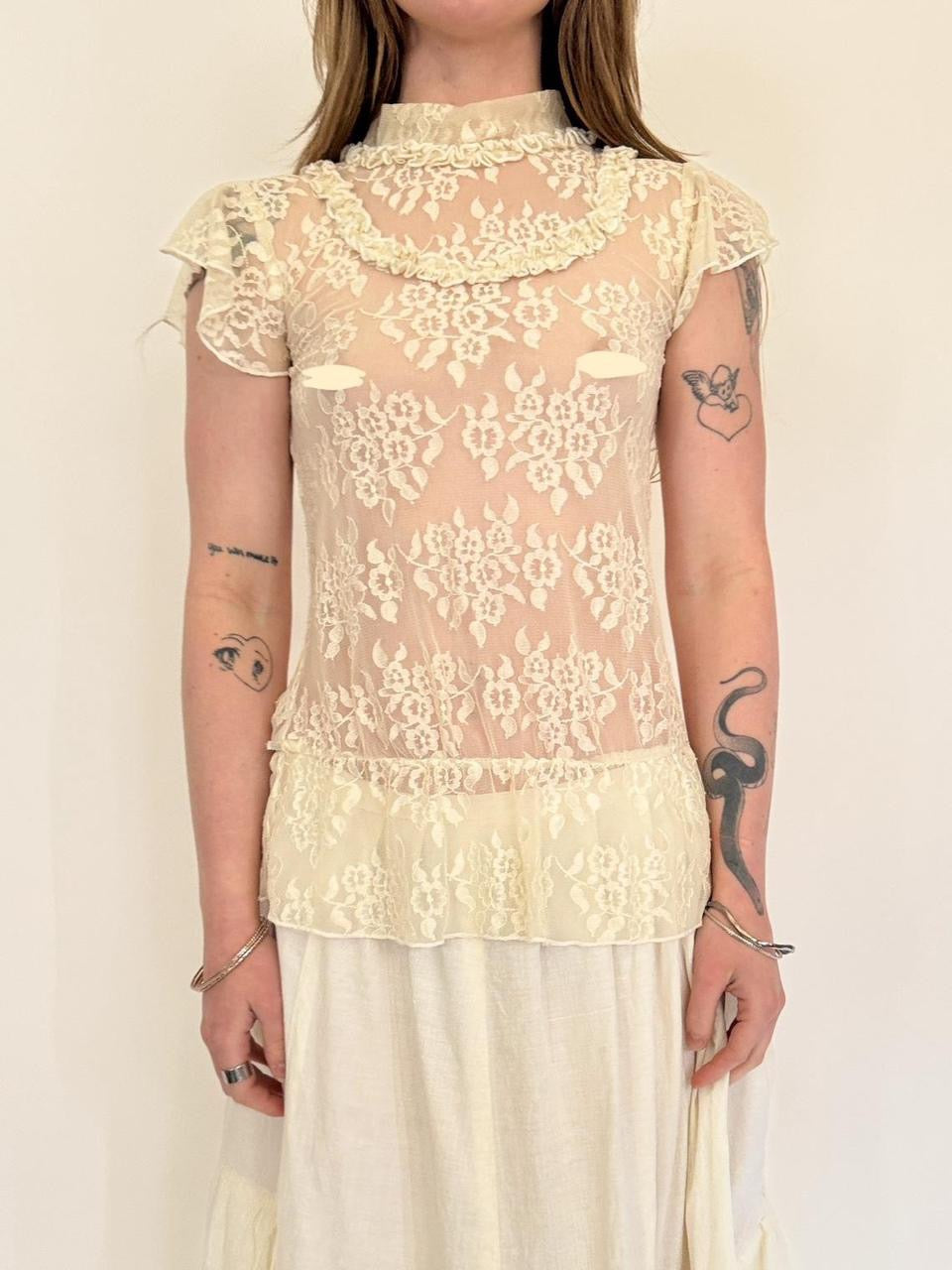 vintage lace sheer blouse