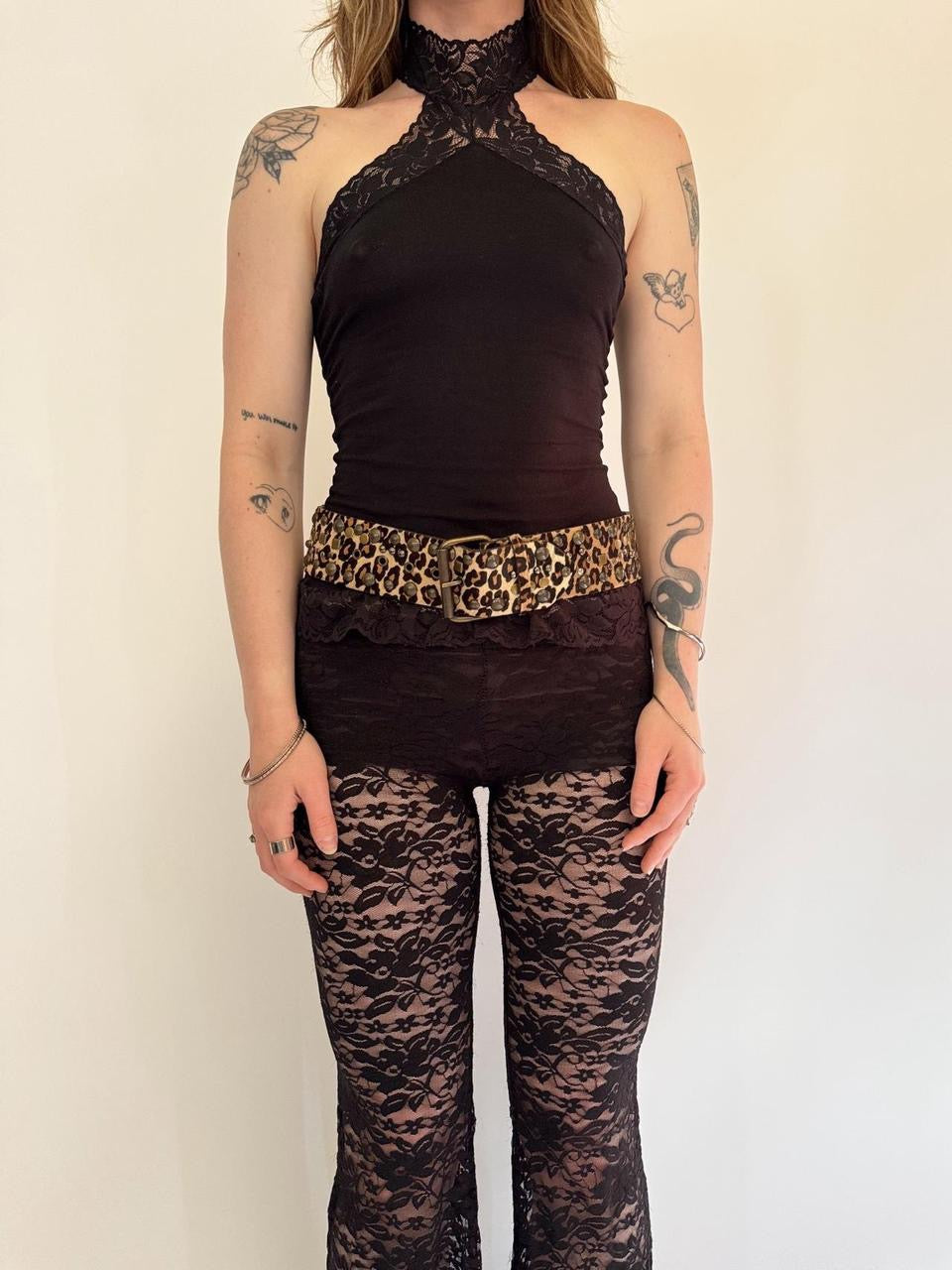 vintage cheetah calf hair belt