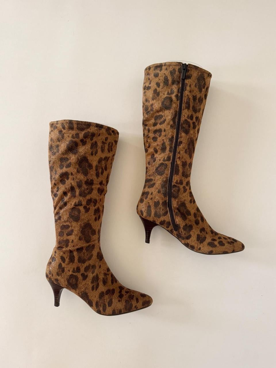 vintage cheetah kitten boots