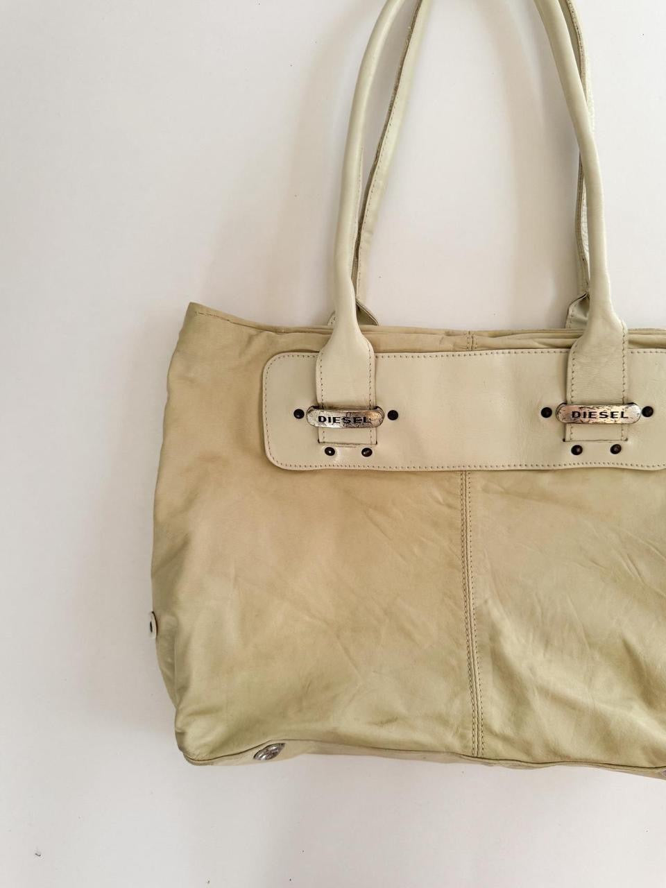 vintage diesel leather tote bag