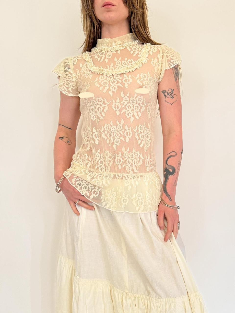 vintage lace sheer blouse