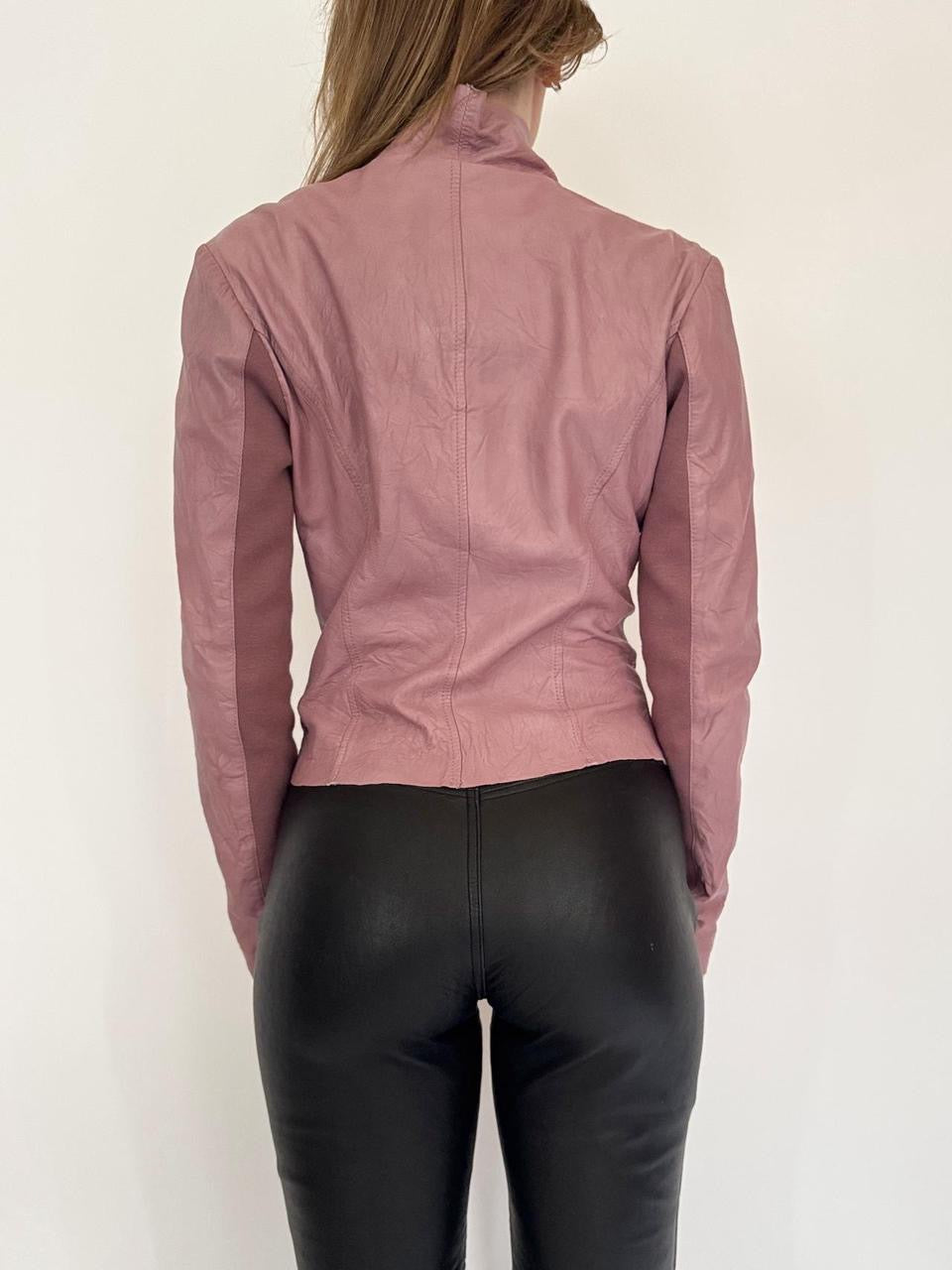 vintage asymmetrical leather moto jacket