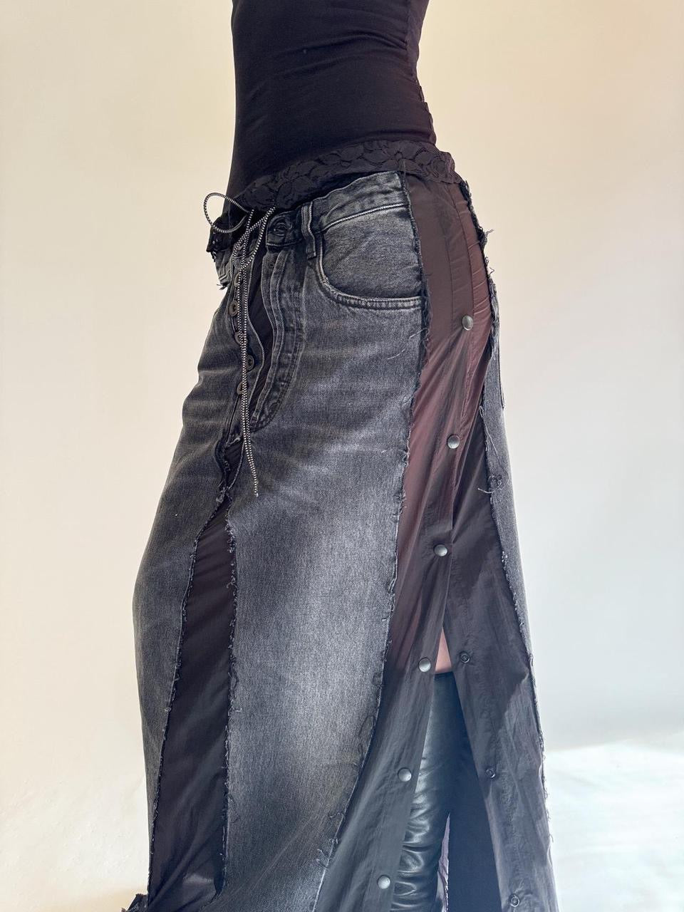 vintage denim maxi skirt