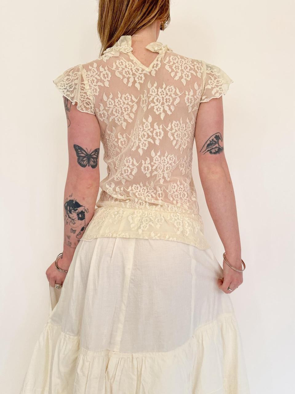 vintage lace sheer blouse