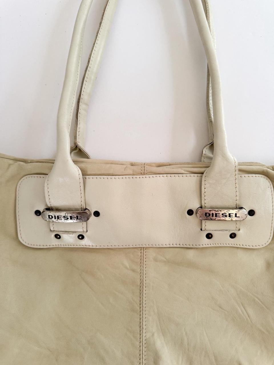vintage diesel leather tote bag