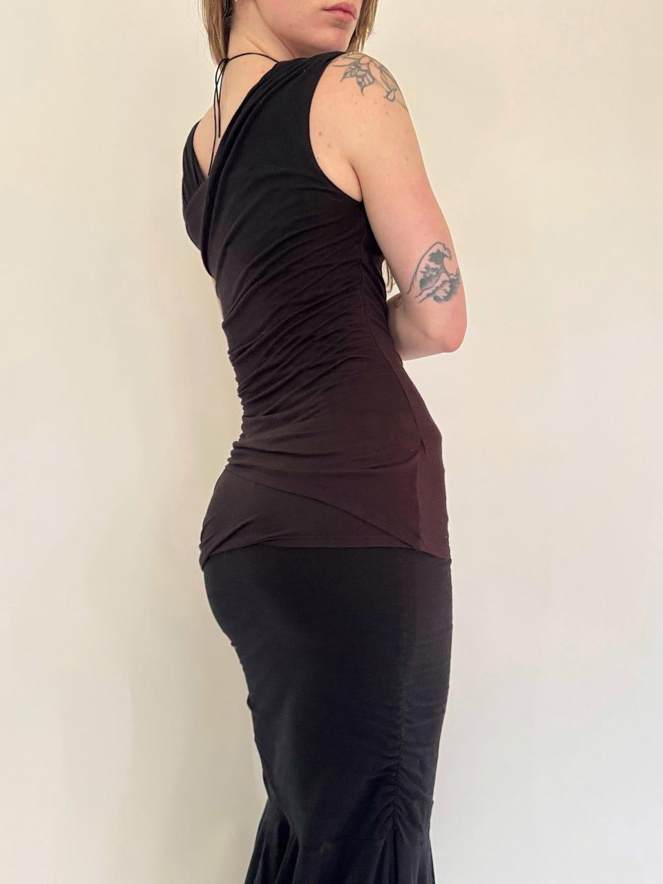 vintage asymmetrical ruched tank top