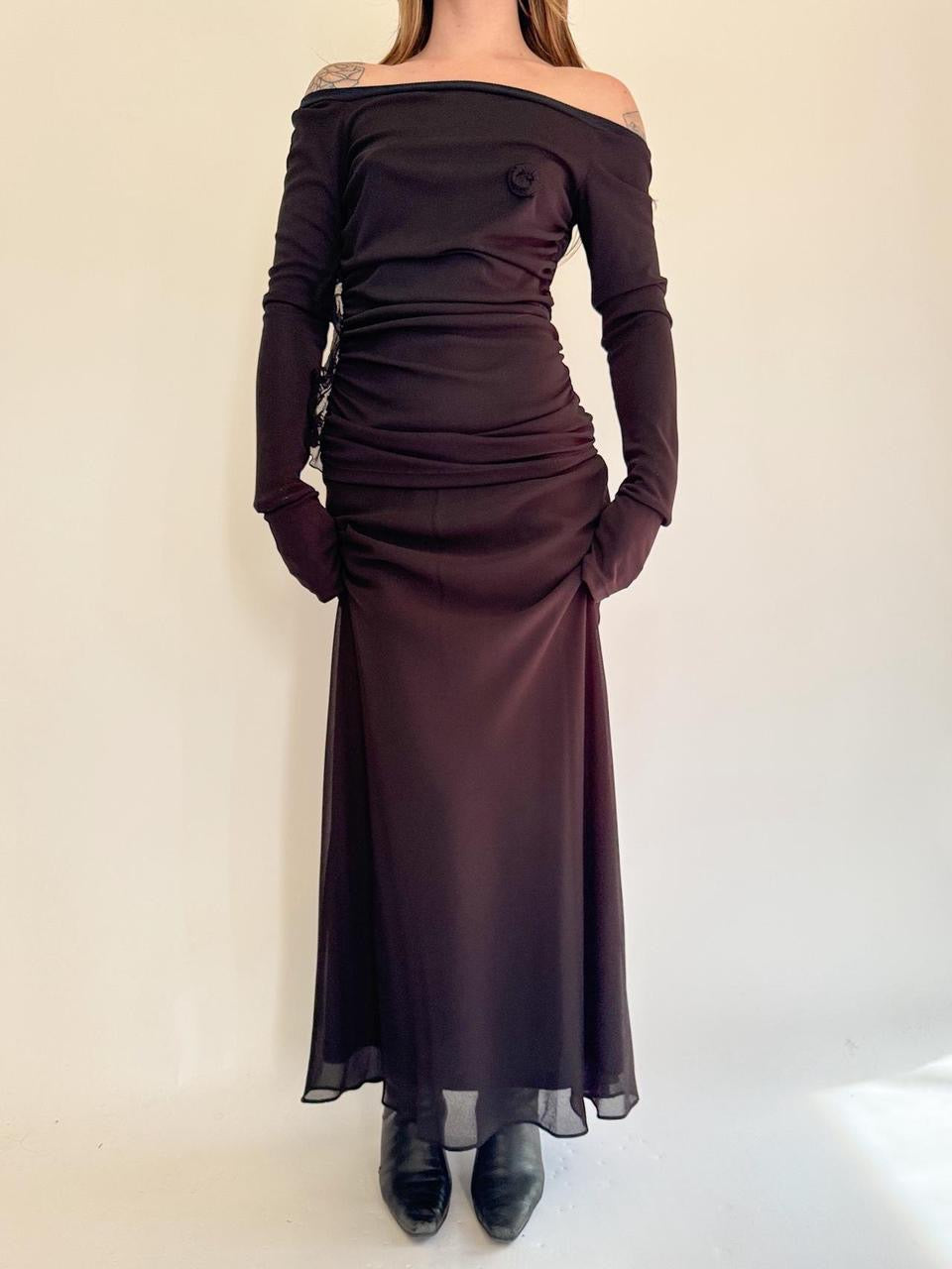 vintage ruffled maxi skirt