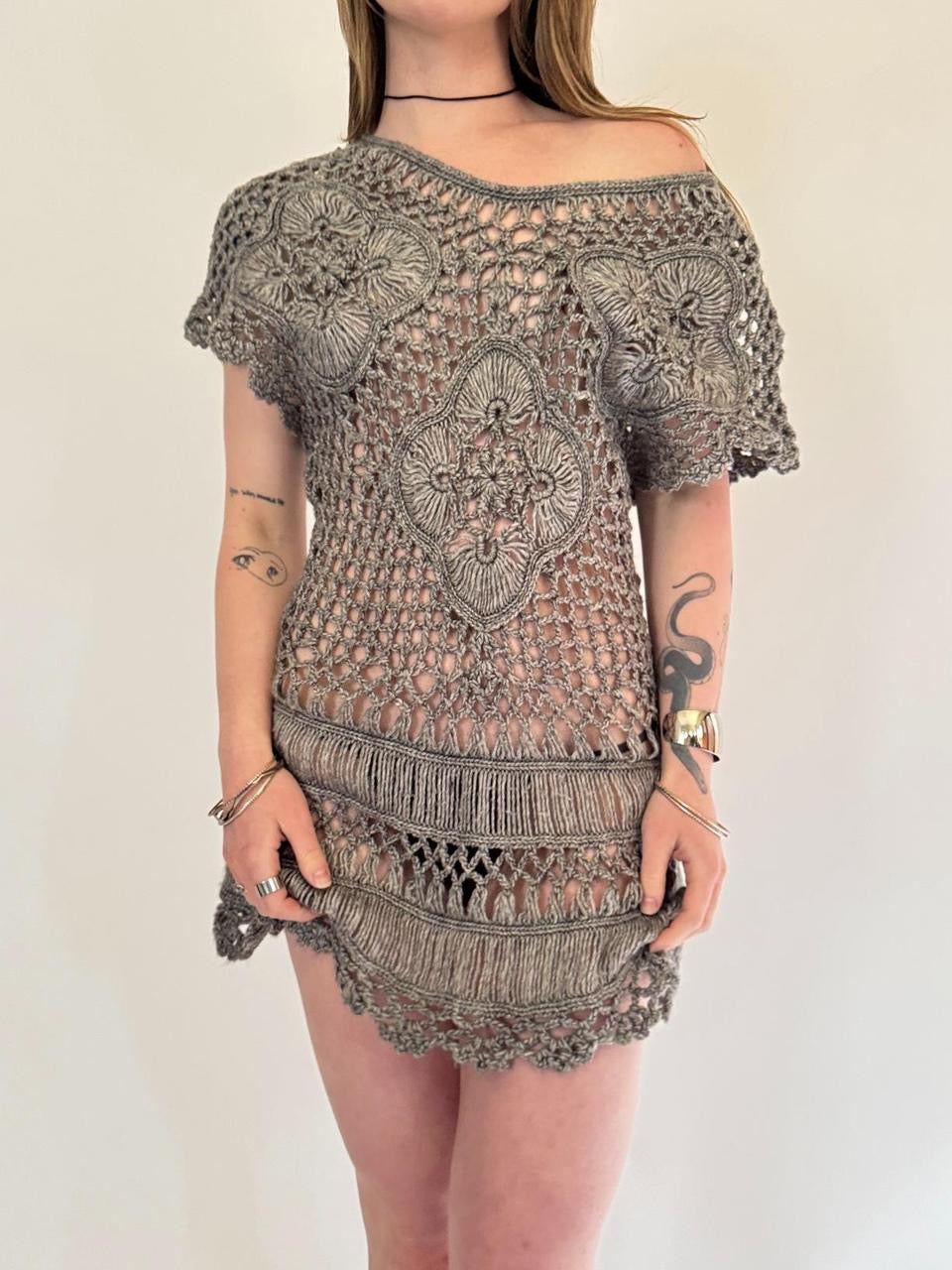 vintage mini crochet dress