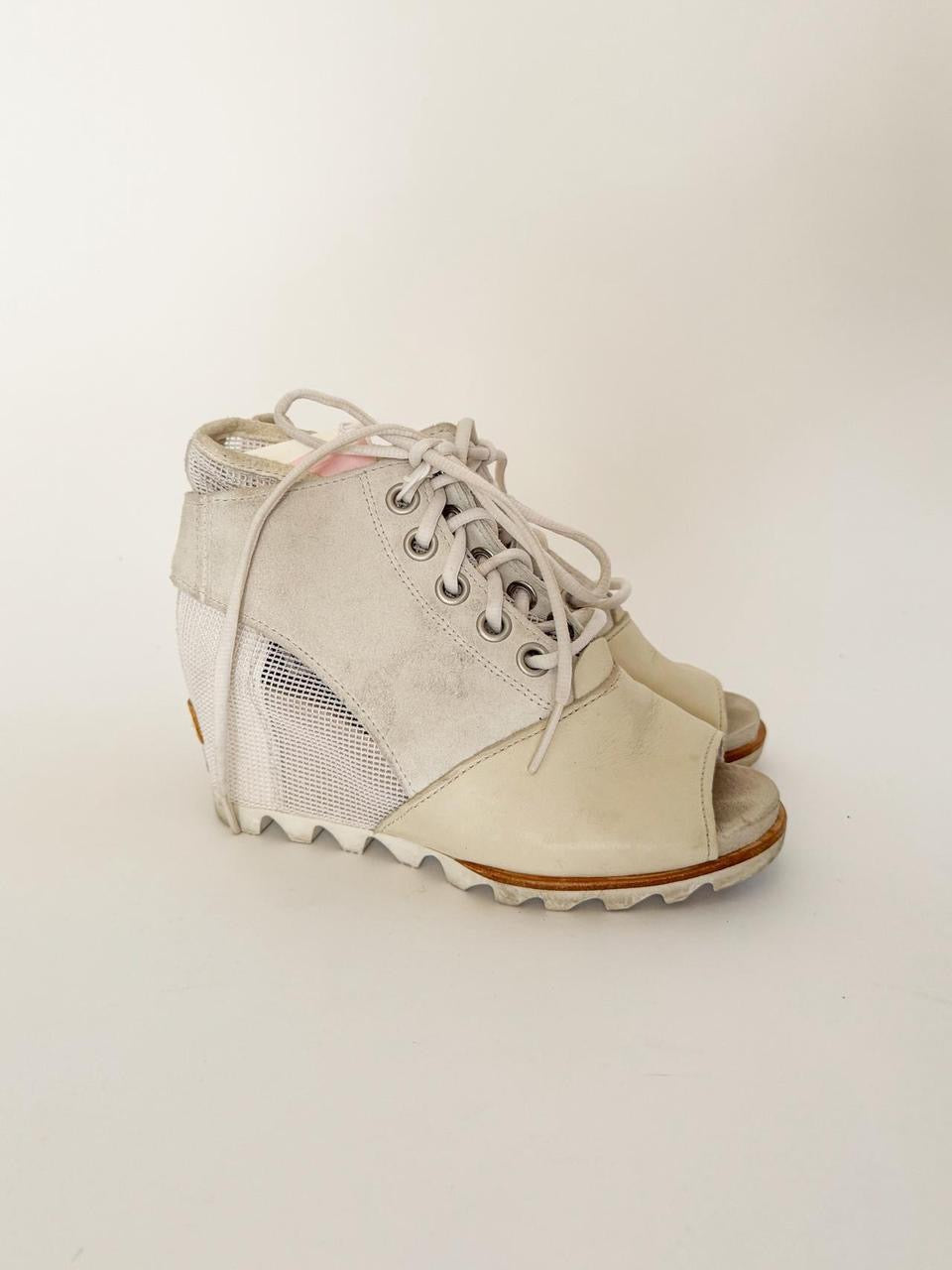 vintage leather wedge boots