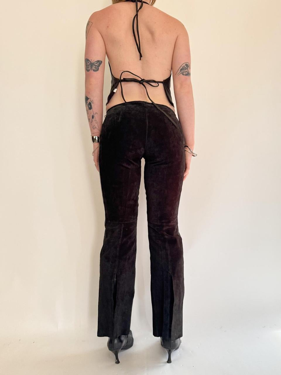 vintage low rise flare leather pants