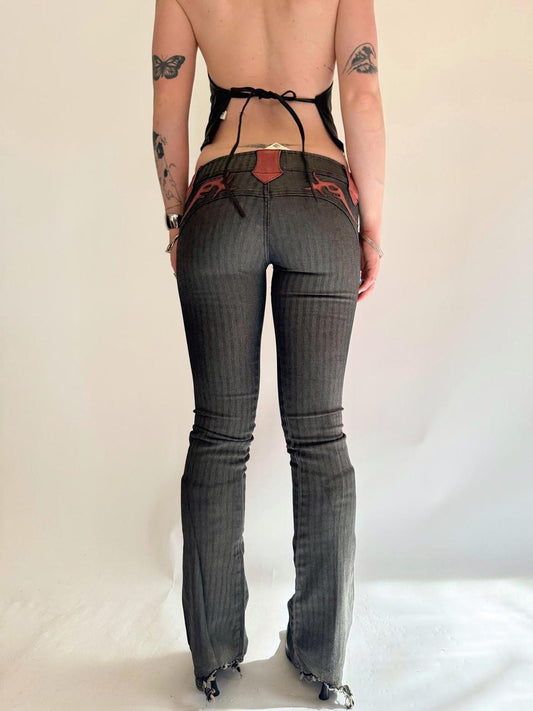vintage electric barbarella low rise flare pants