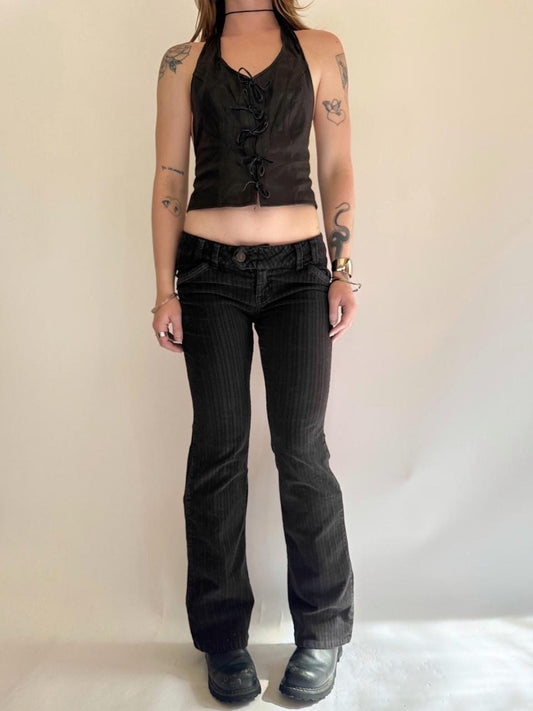 vintage low rise flare corduroy pants
