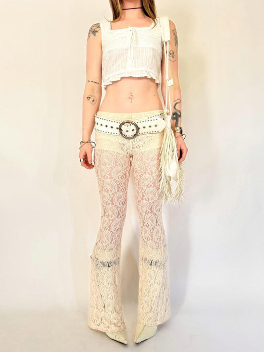 vintage low rise flare lace pants