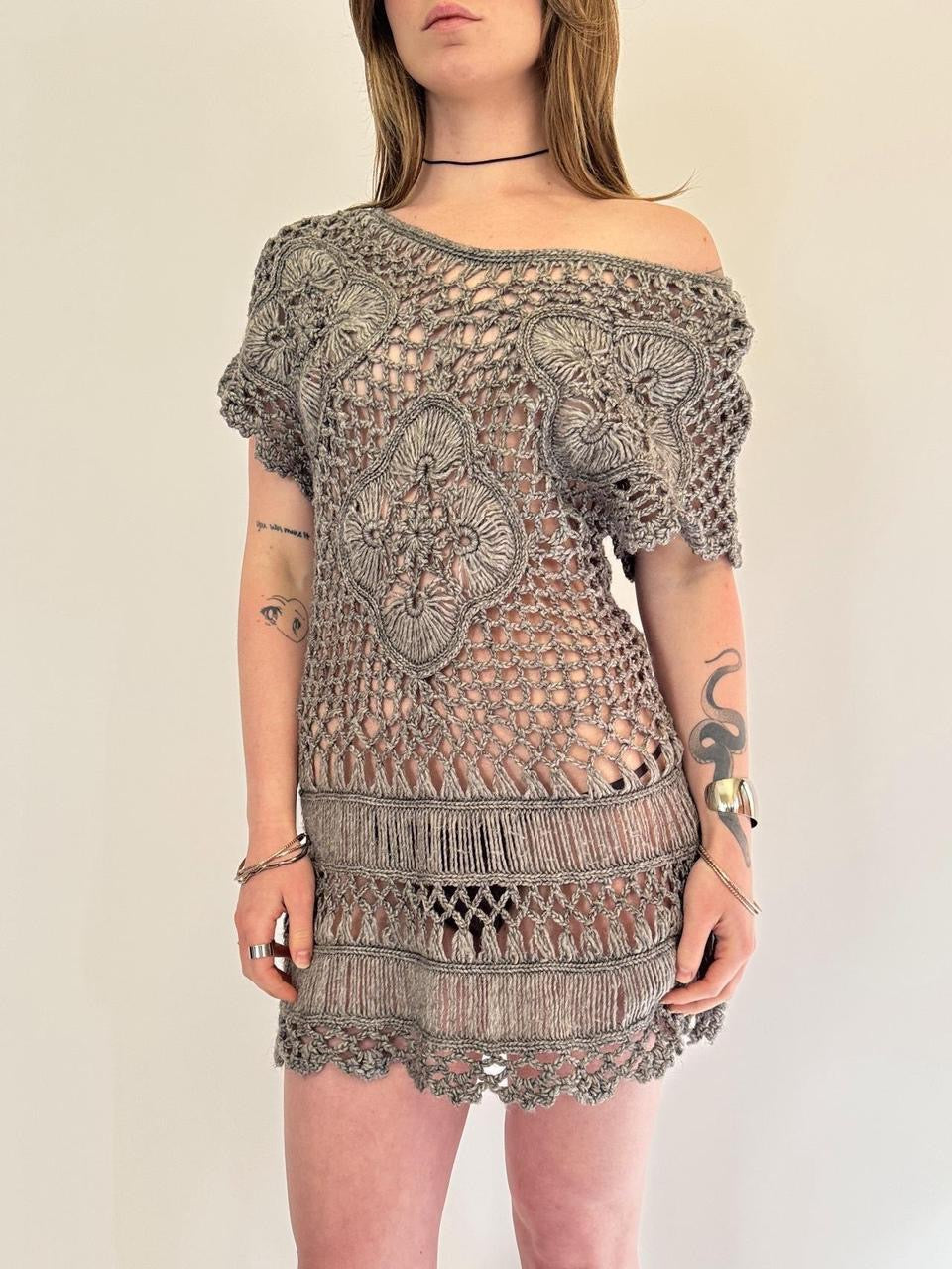 vintage mini crochet dress